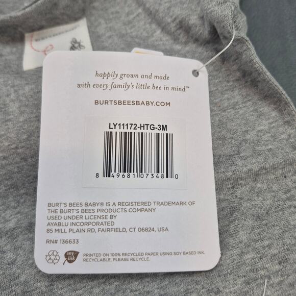 NEW Burt's Bees Bee Essentials Organic Short Sleeve Baby Bodysuits Onsies 5 Pack - Picture 5 of 6